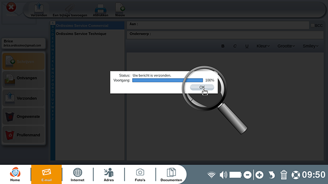 Voortgang van de e-mailverzending