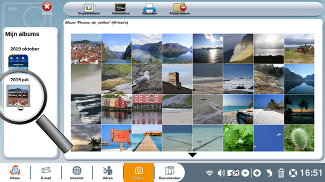 Overzicht van de fotoalbums.