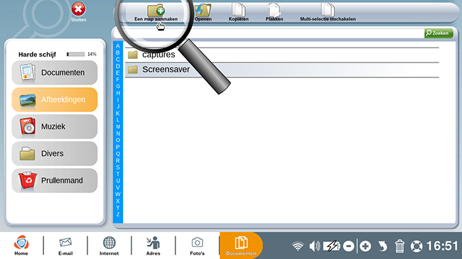 Klik op het pictogram "Een map maken"..