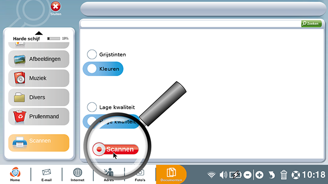 klik op de scanner