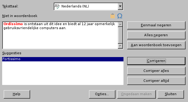 Andere spellingscontrole opties
