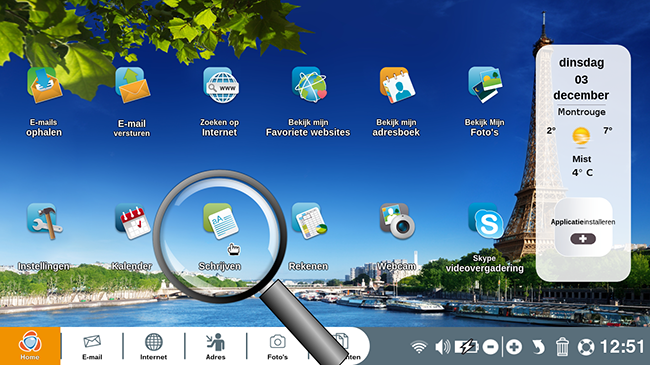 Klik op de applicatie "Schrijven".