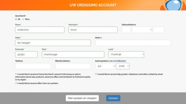 Hoe kan ik mijn persoonlijke gegevens correct invullen om goed geïdentificeerd te zijn op Ordissimo?
